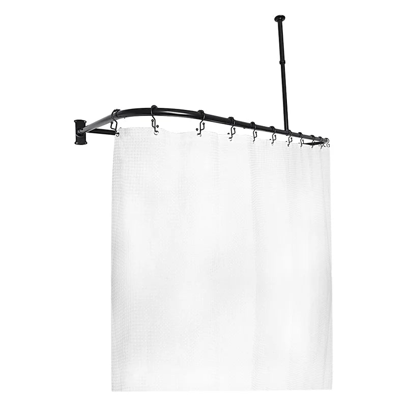 New in box! Utopia Alley Rustproof 60 in. Large Size by 25 in. Aluminum D-Shape Shower Rod in Black! Retails $180+