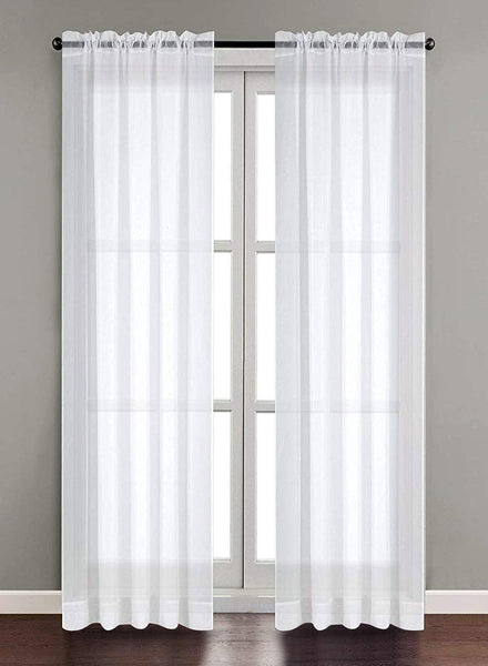 New Utopia Bedding - Premium White Sheer Curtains - Sheer Voile - White Luxurious - High Thread Window Curtains - 2 Panel Set - 54 by 84 Inches