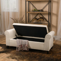 Beautiful Beige 50" Rectangle Storage Ottoman by Noble House! Retails $520 W/Tax!