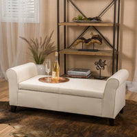 Beautiful Beige 50" Rectangle Storage Ottoman by Noble House! Retails $520 W/Tax!