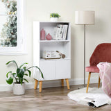NIB! Vasagle 3-Tier Modern Bookshelf and Media Display, white! Features 2 tall shelving and a storage cabinet to hold your favourites! Retails $16O+