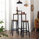 New Fully Assembled Wayfair Industrial Style VASAGLE Round Bar Table & 2 Stools Set! Heavy-Duty Steel Frames, stools have 330 Lb weight Capacity!!