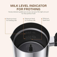 NEW Milk Frother, VAVA Electric Milk Steamer Liquid Heater with Hot or Cold Milk Functionality (Silent Operation, Strix Temperature Controls, Non-Stick Coating, Milk Level Indicator, and FDA Approved) Retails $60+