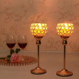 VINCIGANT Crystal Tealight Candle Holder Decor for Wedding Centerpieces, Silver Candlestick Holder for Dining Table, Home Decor, Party, Housewarming Gift(Pack of 2)