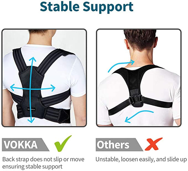VOKKA Posture Corrector for Men and Women, Back Brace, Provides Pain Relief  for Neck, Back, and Shoulders, Adjustable and Breathable, Posture Support,  Improves Posture and Provides Back Support, l 
