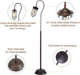New VONLUCE Industrial Floor Lamp with Adjustable Cage Shade, 62 inches Rustic Floor Lamp Brushed in Reddish Bronze Finish