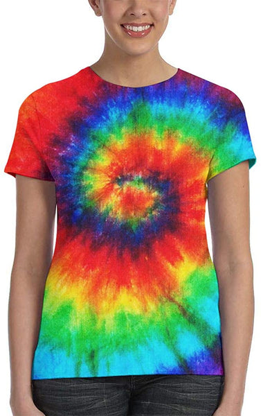 New Waldeal Colourful Tie-Dye Ladies Rainbow T-Shirt, Sz M!
