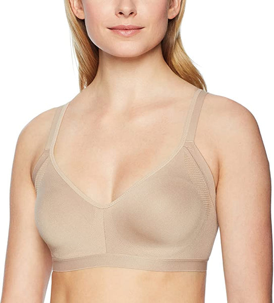 New Warners Womens Blissful Benefits Easy Size Simple Sized No Bulge Wirefree T-Shirt Bra, Toasted Almond, Sz 2X!