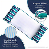 New 4 in 1 Hammock Pool Float & Water Hammock – Multi-Purpose, Inflatable for Adults – Non-Stick PVC – Teal/Navy Stripe includes pump! Retail $28