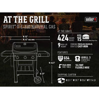 New in Box w/cover Weber Spirit II E-310 3-Burner Natural Gas BBQ, Black! Retails $930 w/tx