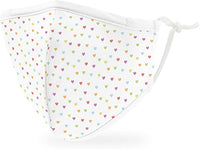 Weddingstar 3-Ply Kid's Washable Cloth Face Mask Reusable and Adjustable with Filter Pocket - Heart Dots