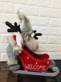 Brand new Plush Welcome Moose with Sleigh! Faux fur & Knit Details! Super cute!