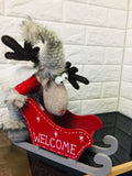 Brand new Plush Welcome Moose with Sleigh! Faux fur & Knit Details! Super cute!