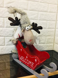 Brand new Plush Welcome Moose with Sleigh! Faux fur & Knit Details! Super cute!
