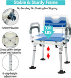 New Weliday Height Adjustable Shower Chair Bathtub Chair Aluminum Shower Stool with Back, Arms and Two Kinds of Footpads Suitable for Disabled, Pregnant Woman, Elderly