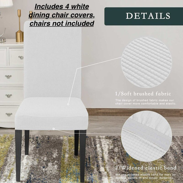 Dlerfeut Box Cushion Dining Chair Slipcover (Set of 4) White! Durability Water Resistant; Stain Resistant; Fade Resistant! Retails $85+