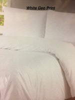 Brand new in package! Premier Bamboo Essence 3 Piece Deep Pocket Sheet set, Twin! Wrinkle, Fade & Stain Resistant! White Geo Print!