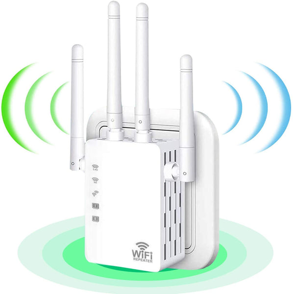 New WiFi Range Extender 1200Mbps, Wireless Signal Repeater Booster 2.4 & 5GHz Dual Band 4 Antennas 360° Full Coverage,Wireless Internet Signal Amplifier, Extend WiFi Signal to Smart Home Devices