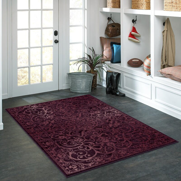New Wayfair Orben Shag Wineberry Red Area Rug by Andover Mills, non slip backing ! 3 Ft 4 Inch X 5 Ft!