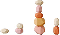 New hand Crafted 10 Pcs Wooden Stacking Balancing Game with Coloured Wooden Stones, great coffee table game!