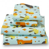 Woodland Creatures 4 Piece Toddler Reversible Bedding Set! Includes Comforter, Flat Sheet, Fitted Sheet & Pillow Case!