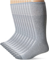 New in package! Fruit of the Loom mens Cotton Work Gear Tube Socks | Cushioned, Wicking, Durable | 10 Pack, Grey, Shoe Size 6-12