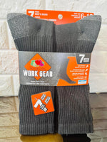 New Fruit of the Loom Men's 7 Pair Work Gear Crew Socks, Black, fit shoe size 6-12