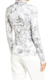 New Ultra Soft Wrap Neck Top NORDSTROM in white & grey soft pelage, Sz S! Retails $49+