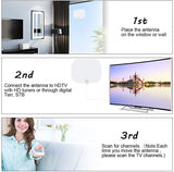 New TV Antenna, 2021 Newest Indoor Digital HDTV Antenna 130 Miles Range with Amplifier Signal Booster, 4K HD VHF UHF Freeview for Life Local Channels Support All Television -16.5ft Coax Cable (White)