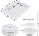 New XMSound 3 Pieces Cake Stand Set ,White Metal Cupcake Holder Dessert Display Plate ,Decor Serving Platter for Wedding Birthday Parties Celebration