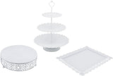 New XMSound 3 Pieces Cake Stand Set ,White Metal Cupcake Holder Dessert Display Plate ,Decor Serving Platter for Wedding Birthday Parties Celebration
