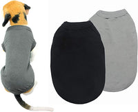 New YAODHAOD Cotton Dog Clothes Solid Color Dog T-Shirts, 1 grey, 1 black, Sz XL!