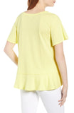 Brand new Women's Caslon Ruffle Hem Tee, colour is Yellow Light, Sz L! Nordstrom Item! Retails $50+