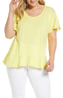 Brand new Women's Caslon Ruffle Hem Tee, colour is Yellow Light, Sz L! Nordstrom Item! Retails $50+