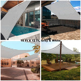 New Wayfair Yescom Large 20X20ft 97% UV Block Square Sun Shade Sail Outdoor Patio Pool Garden Yard Lawn Carport Cover Net Awning Canopy Grey+White! Retails $243+