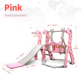 New Toddler Slide and Swing Set 4 in 1 Kids Climber Slide Set with Basketball Hoop Toddler Swing Set for Indoor and Outdoors Playground Play Set (Giraffe Pink) Retails $250 w/tax!