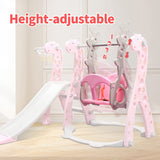 New Toddler Slide and Swing Set 4 in 1 Kids Climber Slide Set with Basketball Hoop Toddler Swing Set for Indoor and Outdoors Playground Play Set (Giraffe Pink) Retails $250 w/tax!