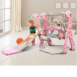New Toddler Slide and Swing Set 4 in 1 Kids Climber Slide Set with Basketball Hoop Toddler Swing Set for Indoor and Outdoors Playground Play Set (Giraffe Pink) Retails $250 w/tax!