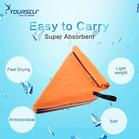New SYOURSELF 40X20 Microfiber Sports & Travel Towel-Fast Dry, Lightweight, Absorbent, Soft - Perfect for Beach Yoga Fitness Bath Camping + Travel Bag & Carabiner Clip! Orange!