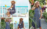 New YUNDAI Women Summer Polka Dot Swing Casual Midi Dress with Pocket, Grey, Sz XL!