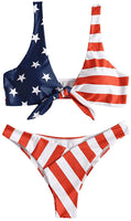 New with tags! Tie Knot Front American USA Flag Bikini Set Triangle Cheeky Bottom Two-Piece Bathing Suit by Zaful, Sz S!