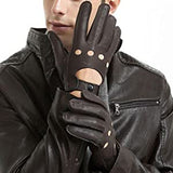 New in package! ZLUXURQ Mens Smart Soft And Thin Excellent Quality Italian Lambskin Touch Screen Black Leather Driving Gloves For Men, Sz XL!