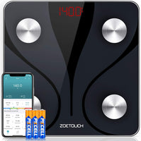 New in box! ZOETOUCH Bluetooth Body Fat Scale with iOS and Android App, Smart Digital Bathroom Weight Scale, Body Composition Monitor - Black! Retails $95+