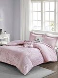 Intelligent Design Zoey Metallic Printed 5-Piece Duvet Cover Set Fits Both Full/Queen, Purple! Retails $150+
