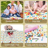 New Zooawa Baby Splat Mat, Anti-Slip Waterproof Splash Spill Floor Mat Under Highchairs, Machine Washable Multi-Purpose Play Picnic Mat & Arts Crafts Drawing Table Cloth for Baby Toddler, Dinosaur