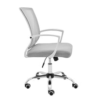 Modern Home Zuna Mid-back Office Chair, White with grey Fabric! Butterfly design, Lumbar support, Steel Base!