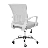 Modern Home Zuna Mid-back Office Chair, White with grey Fabric! Butterfly design, Lumbar support, Steel Base!