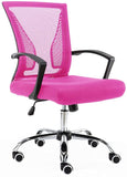 Modern Home BKPINK Zuna Mid-Back Office Chair, Black/Pink w/lumbar support! A gas lift lever and butterfly mechanism let you tilt, swivel, and adjust the height of this seat! Retails $391 W/Tax!